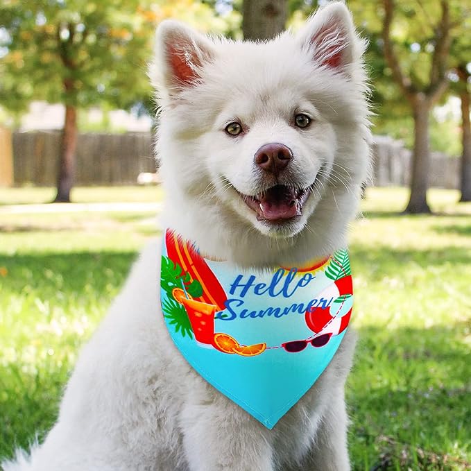 Frienda 20 Pcs Summer Spring Dog Bandanas Hawaiian Style Washable Triangle Pet Bibs Assortment Puppy Kerchief Accessories for Small Medium Pets Dogs Cats(Large)