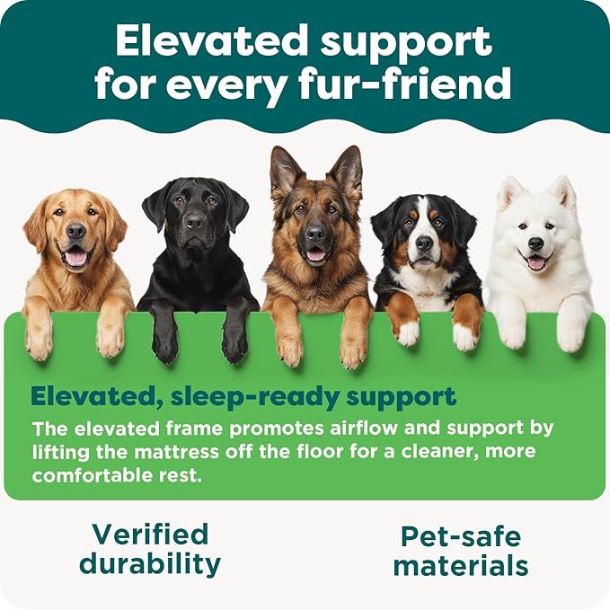 FurHaven Water-Resistant Orthopedic Dog Bed for Large Dogs, Oxford Polycanvas Mattress, Solid Orthopedic Foam Slab for Joint Support, Removable Washable Cover, Jumbo Plus/XXL, Deep Lagoon