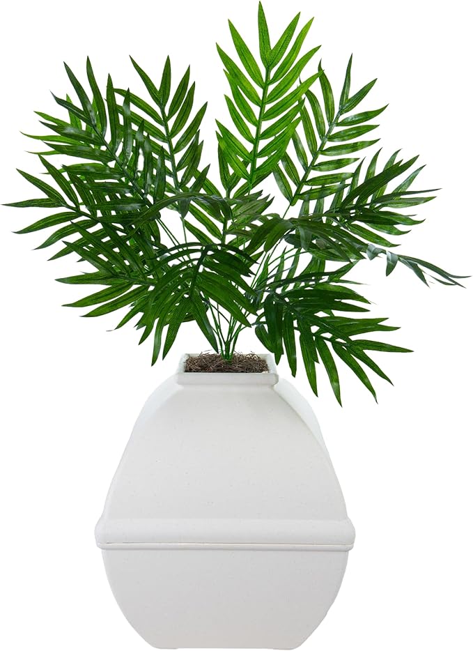Good Pet Stuff Hidden Litter Box Planter, Decorative Cat Litter Enclosure with Carbon Filter, Artificial Plant, Easy Clean, Indoor Design, Courtyard Square Style, Essentials Kit, White Birch
