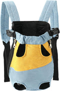 Lightweight Pet Backpack Carrier for Small Dogs & Cats - Easy-Fit Adjustable Straps, Basic Legs-Out Design, Durable for Daily Use (Fits Pets Under 15lb) (Yellow-Blue Color-Blocked, XX-Large)