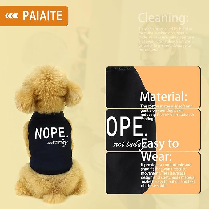 Discover Cozy Cotton Canine Wear: Soft, Lightweight, and Breathable Dog Shirt Vest with Eye-Catching Graphics(Nope not Today), Keeping Your Furry Friend Warm and Comfy! Grey S