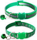 Green Breakaway Kitten Collar with Bells, [2 Pack] Break Away Cat Collar with Bells, Reflective Cat Collar for Girl Cats Boy Kitty