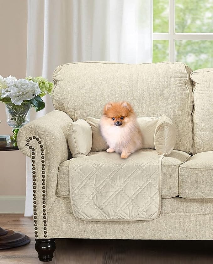 Brilliant Sunshine Premium Calming Dog Bed Mat, Silky Velvet, Removable Washable Cover, Cushion Protector and Couch Covers for Dogs, Pets, Cats, Small, Beige Natural