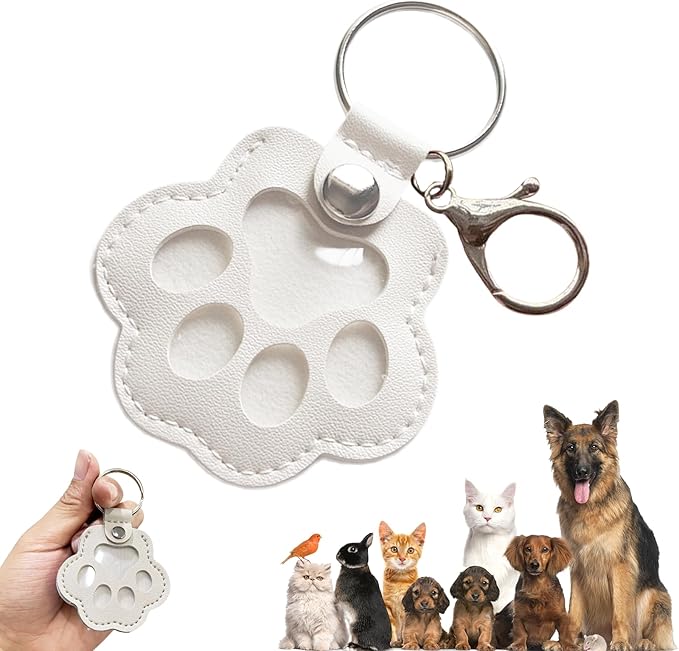 Dog Hair Keychain, Leather Pet Hair Collector Keychains, Pet Fur Keepsake Gift, Paw Charm for Collecting Cat Dogs Fur