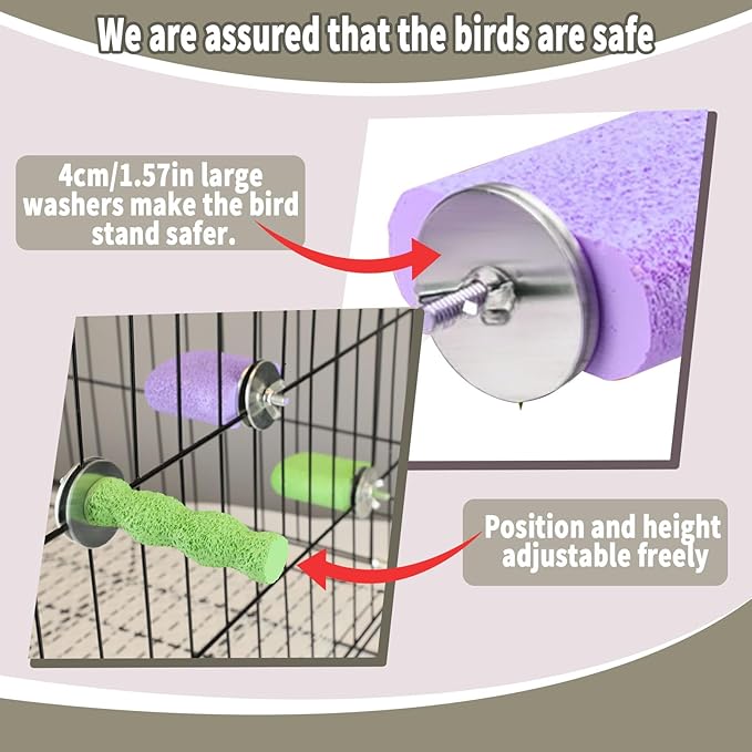 4PCS Bird Beak Grinding Stone,Cage Accessories for Parakeets,Bird Parrot Cage Perch, Stand Platform Foot Claws Trimmer Chewing Toys for Budgies, Parakeets, Cockatiels, Conures