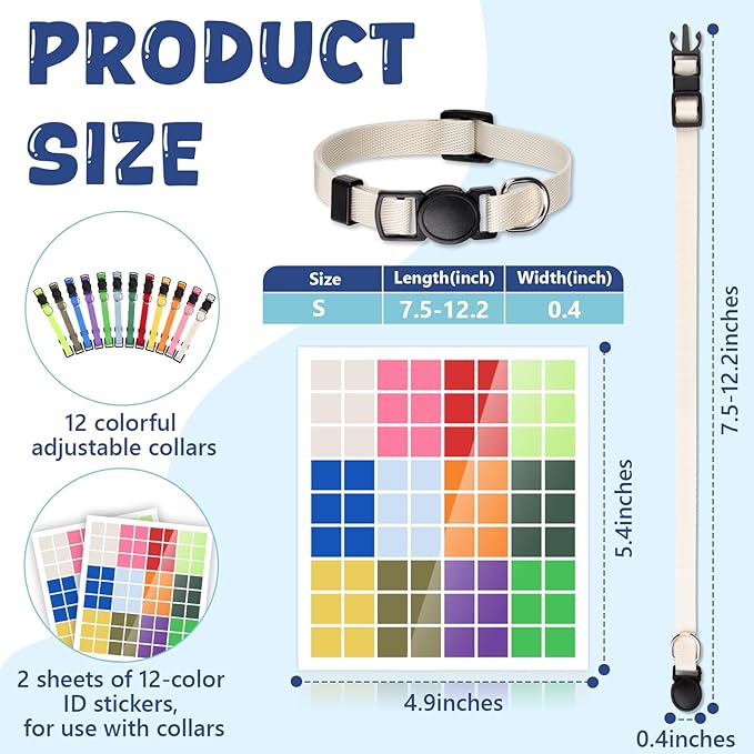 Puppy Whelping Supplies Kit Include 12 Puppy Shot Record Booklets 6 Record Keeping Charts 12 Coloured Soft Nylon Puppy Id Collars Newborn Adjustable Breakaway with 2 ID Sticker Identification Pets