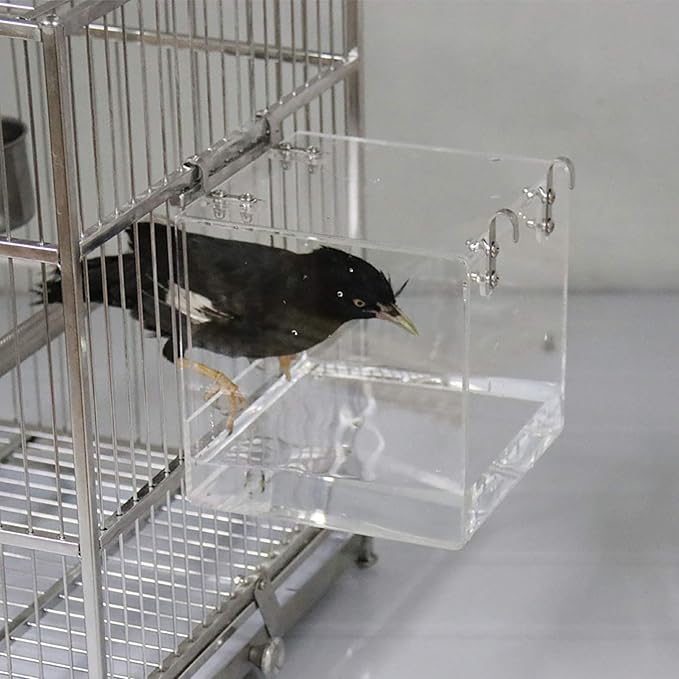 Hanging Bird Bath Cube Bird Bathtub Bath Shower Box Bowl Cage Accessory for Small Bird Canary Budgerigar Parrots Crested Myna Cockatiel