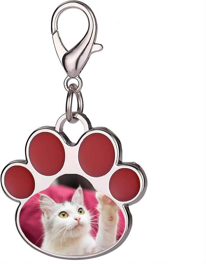 Custom Pet Photo Keychain Personalized Photo Pawprint Dog Tag Keychain Engraved Keyring Animal Pet Lover
