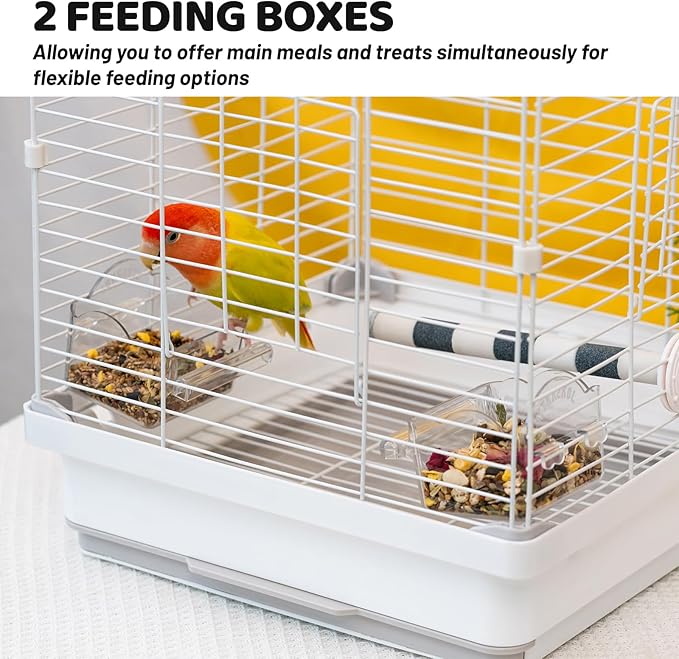 14.6" Portable Travel Bird Cage, Parrot Cage, Ample Room for Tail Movement, with Food Box, Perch, Water Bottle, for Vet Visit, Short Trip, Parakeet, Cockatiel, Budgie, Small Medium Birds