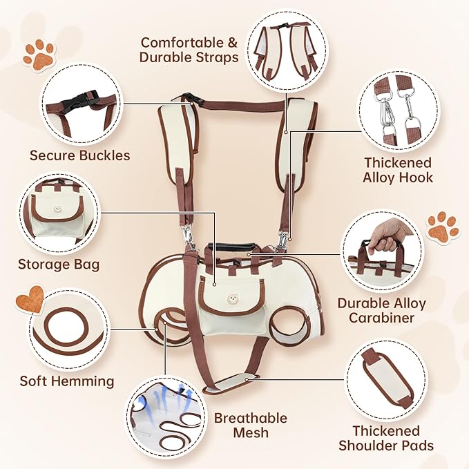 Hands Free Dog Backpack Carrier for Small Dogs, Yorkie Shoulder Carrier Sling Backpack Carriers Dog Lift Harness Portable Breathable Pet Carrier Backpack for Small Puppies (S, 4.4-8.8 lbs)