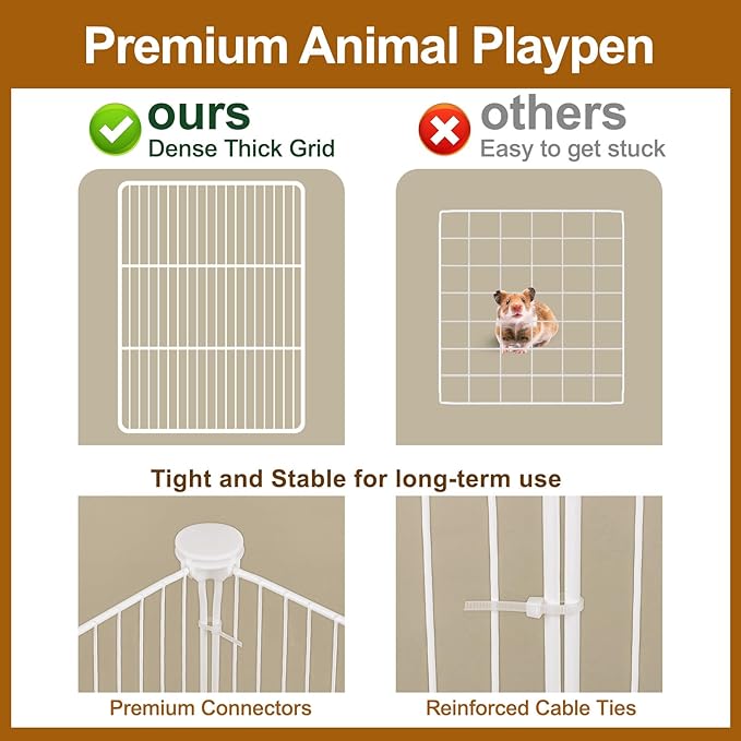 20 Panels Small Animal Playpen, Pet Playpen, C&C Cage for Guinea Pigs, Rabbit/Bunny Cage, Puppy Play Pen, Indoor Outdoor Portable Metal Wire Yard Fence(White)