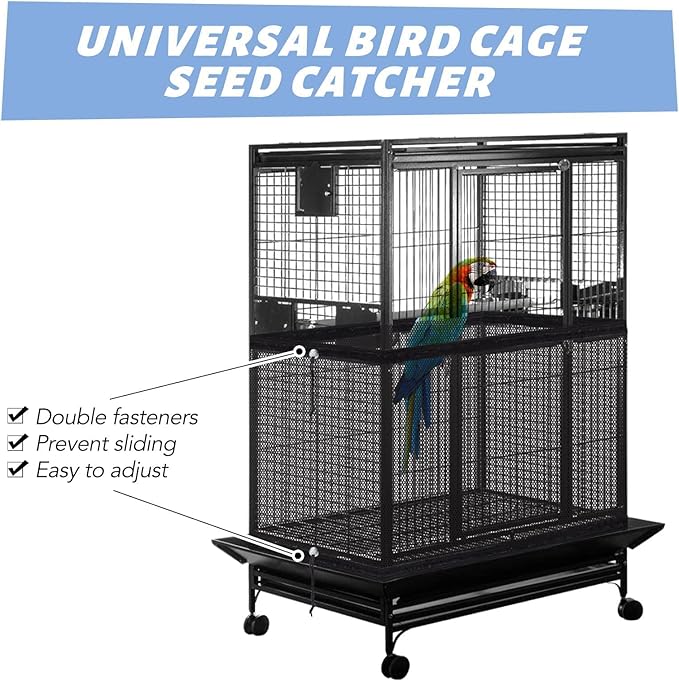 Bird Cage Netting Seed Catcher Adjustable Bird Cage Skirt Seed Catcher Large Soft Breathable Mesh Catchers for Indoor Round Square Cages (Circumference 80 inch to 118 inch)