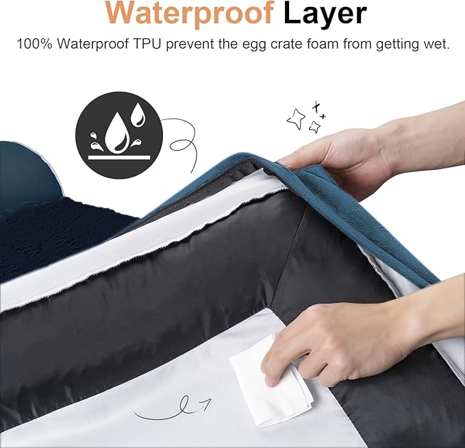 Large Dog Bed Orthopedic Washable: Beds Bolster XL Bed Large Big Dogs Egg Crate Foam Couch Sofa Waterproof with Removable Cover - Navy Blue