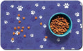 Dog Food Mat, Absorbent Water Bowl Mats Cat Pet Feeding Placemats Dark Blue 17 * 30 inch