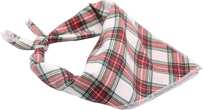 ARING PET Christmas Dog Bandanas, Red Green White Plaid Kerchief Triangle Bibs Scarf for Puppy Small Medium Large Boy Girl Dogs Cats-L