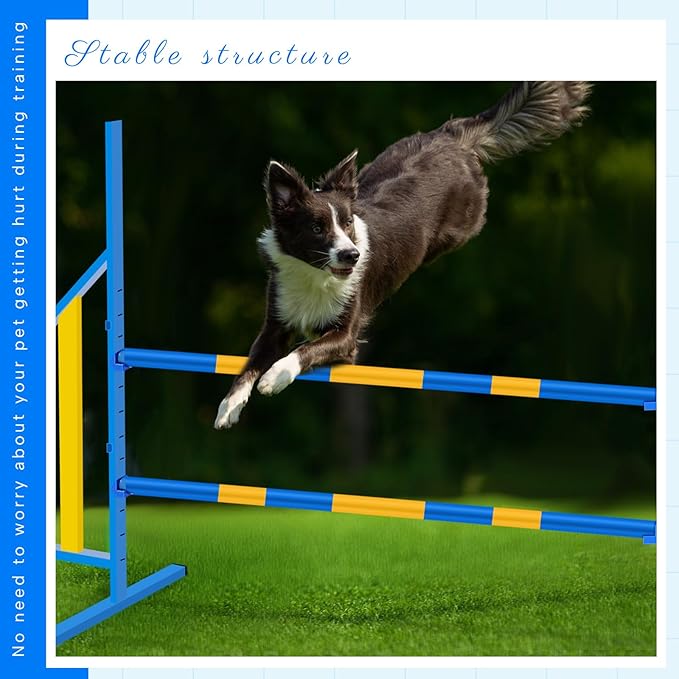 Agility Wing Jumps with Bar Dog Training Hedge Metal Frame Adjustable Pet Hurdles Jump Bars for Indoor Outdoor Dog Pet Agility Course Game