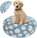 Youyole Medium Washable Round Dog Bed Cover Replacement Waterproof 30 x 30 x 10 in Round Donut Bed Cover for Dog Soft Blue Beds Protector Sheet with Lovely Clouds Print for Donut Beds & Pet Couch