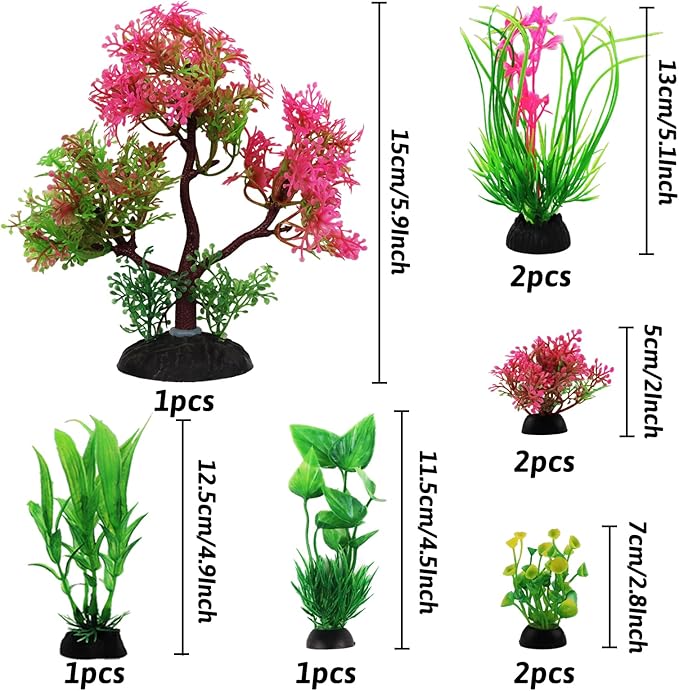 Aquarium Plants with Natural Decorations Shells, 15pcs Fish Tank Decoration Colorful Artificial Fish Tank Decor Plants Aquarium Decorations for Household and Office Aquarium Simulation