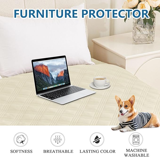hyha Waterproof Dog Blanket, Reversible Pet Bed Blanket, Soft Sofa Couch Cover for Dogs Washable, Waterproof Pet Couch Covers for Sofa Puppy Cats Furniture Protector(40"x70", Beige/Beige)
