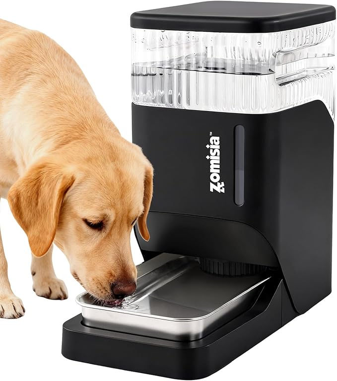 Automatic Dog Water Dispenser 8L with Stainless Steel Bowl, Gravity Large Capacity Water Bowl for Dogs, 2 Gallon Pet Waterer 100% BPA Free, Black