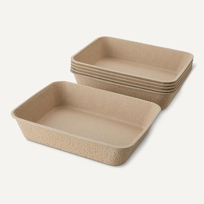 Amazon Basics Disposable Cat Litter Box, Travel & Home, Large 14.4"x18.1", 6-Pack