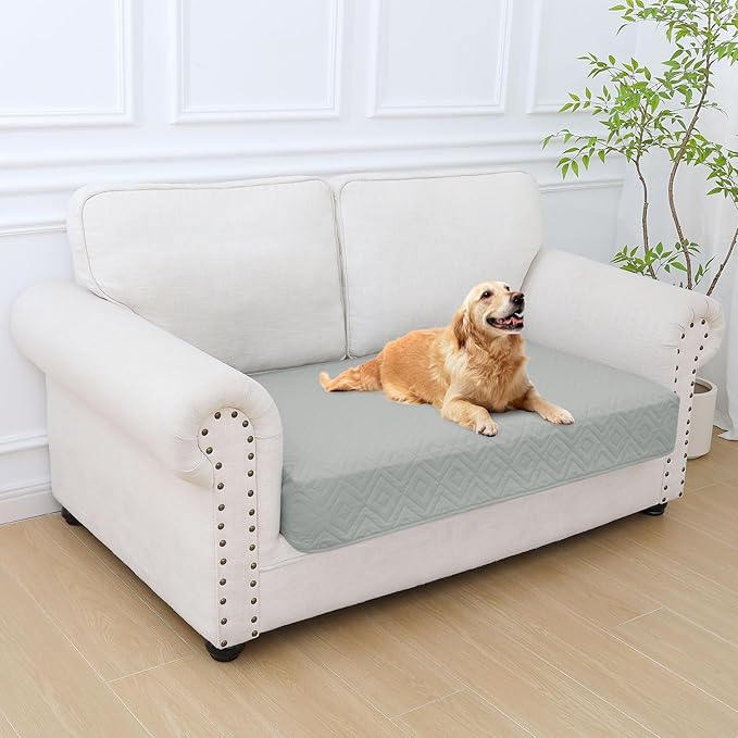 hyha Waterproof Dog Blanket, Soft Dog Bed Cover Pet Blankets, Waterproof Sofa Couch Cover for Dogs Washable, Reversible Pet Couch Covers for Sofa Furniture (30x53 Inch, Grey/Beige)