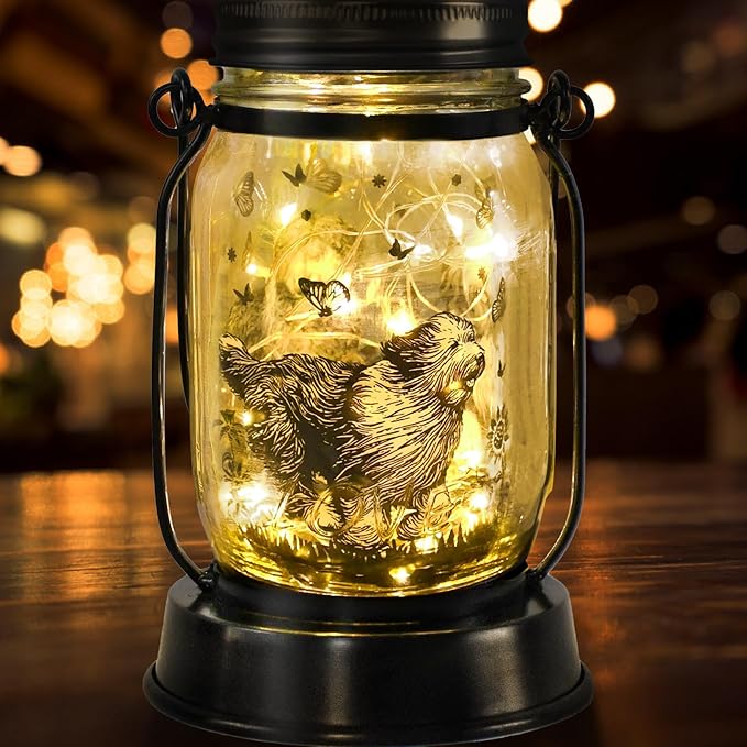 Polish Lowland Sheepdog Gifts for Women/Men, Pet Solar Lanterns Polish Lowland Sheepdog Lover Lantern Pet Loss Dog Memorial Lights Solar Garden Decoration for Yard,Patio,Torches Lights Home Decor
