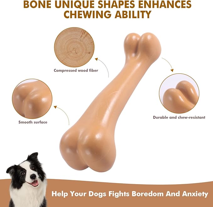 2 Pack Durable Dog Chew Toys for Aggressive Chewers-Puppy Teething Toys, Long-Lasting Dog Bones for Medium & Large Breeds-Indestructible Chew Toys for Dogs to Keep Them Busy & Support Dental Health