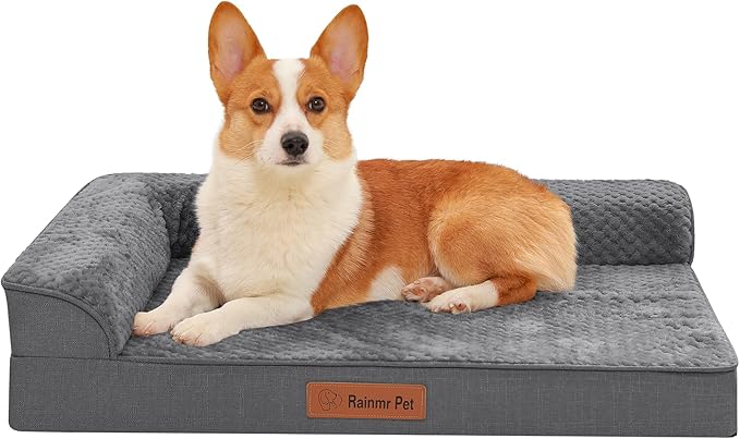 Orthopedic Dog Bed Medium Size Dog, Memory Foam Dogs Bed for Medium Dogs, Washable Removable Cover, Nonskid Bottom, Waterproof, for Indoor, Outdoor, Crate ＆ Car Use, 35x23x6 Inches, Dark Grey