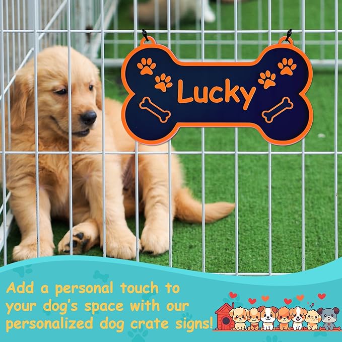 Personalized Dog Crate Sign Custom Dog Kennel Accessories Name Plate Doghouse Sign Decor