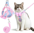 Cat Vest Harness and Leash Set for Walking Escape Proof, Adjustable Kitten Harness and Leash Set Breathable Mesh with Bow Harness for Kitty Puppy Bunny(Pink Small)