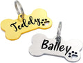 Ultra Joys Dog Tags Personalized for Pets - Hollow Paw Custom Pet ID Tag - Engraved Dog Tag for Small, Large Dogs - Small Bone in Gold