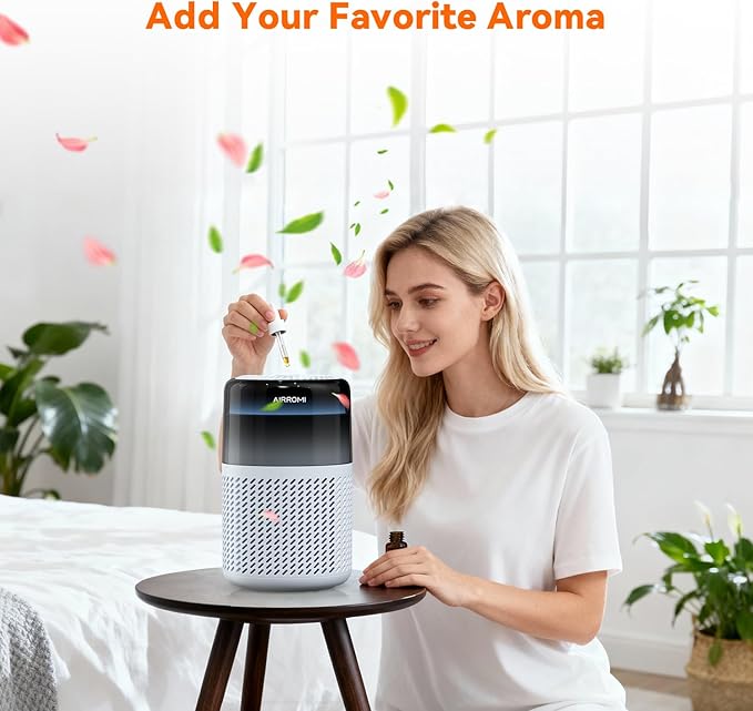 AIRROMI HEPA Air Purifier for Bedroom&Home,Pet Air Purifier for Home Pets,Removes Pet Odor,Cat Litter Smell,Dust,Smoke&Allergies,Quiet Room Air Purifier with Scents,360°Air Cleaner,A2005 Blue