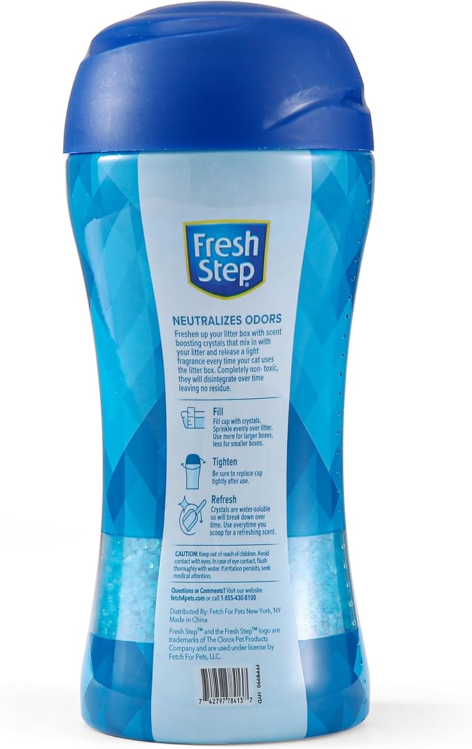 Fresh Step Cat Litter Crystals Deodorizer, Non Toxic Odor Neutralizing Crystals for Litter Boxes that Help Control Smells and Keep Home Areas Fresh, Fresh Scent, 15 Ounce - 12 Pack