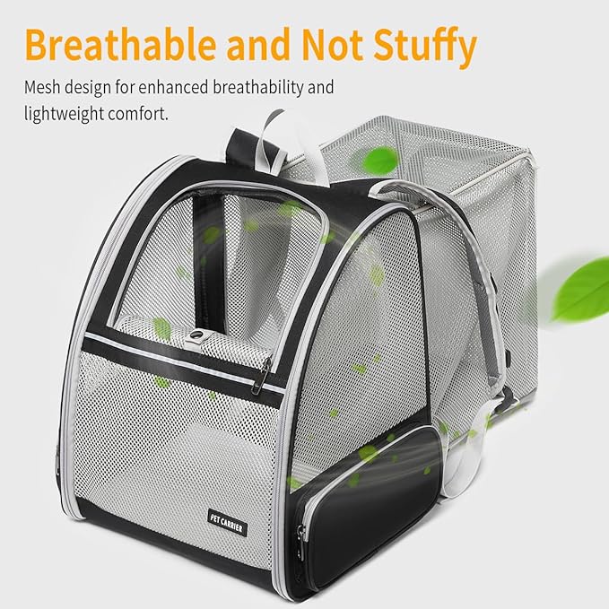 Cat Backpack，Expandable Cat Carrier Backpack, Dog Backpack Carrier and Pet Carrier Backpack, Suitable for Cats, Kittens or Small Dogs, Travel Friendly Puppy Cats Bag (Black)