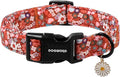 DOGWONG Red Flower Dog Collar, Cute Adjustable Floral Collar, Girl Female Dog Collar with Strong Plastic Buckle for Small Medium Large Dogs,XL