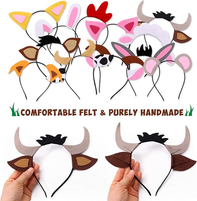 CiyvoLyeen Puppy Dog, Farm Animals Ear Headbands, for Birthday Party Decoration, Zoo Farmhouse Birthday Party Favors Supplies