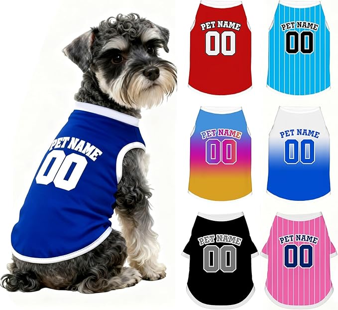 Custom Dog Shirt Personalized Pet Jersey Shirts with Name Photo Text Logo Customized Dog Pullover T Shirt Gifts for Small Medium Large Dogs Cats