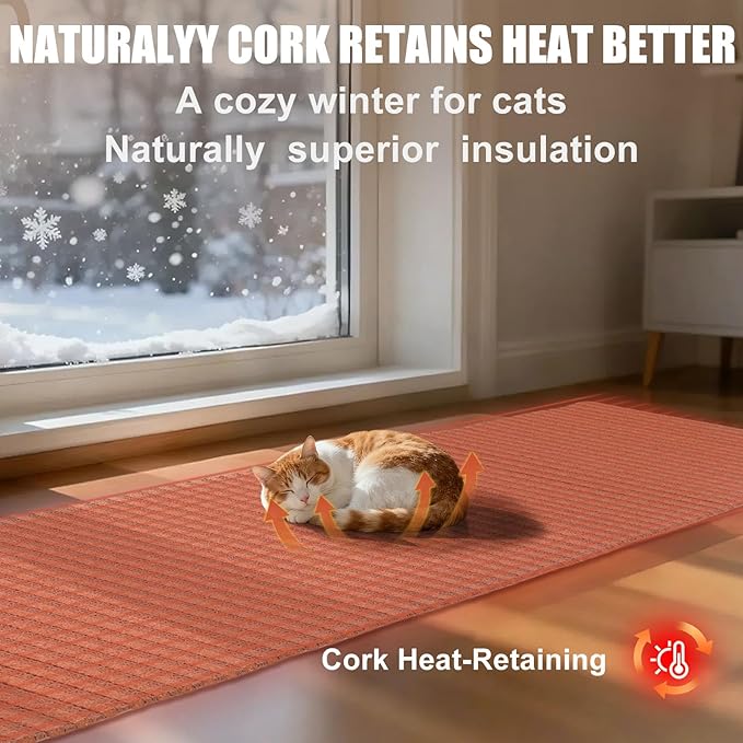 Natural Cork-Cat Scratcher Mat-Cat Scratch Pad Rug-cat Couch Protector-Wall Scratchers for Indoor Kitten Scratching&Stretching-Scratch Furniture Protector for Post&Sofas&Carpets&Floor-Kitty Gifts
