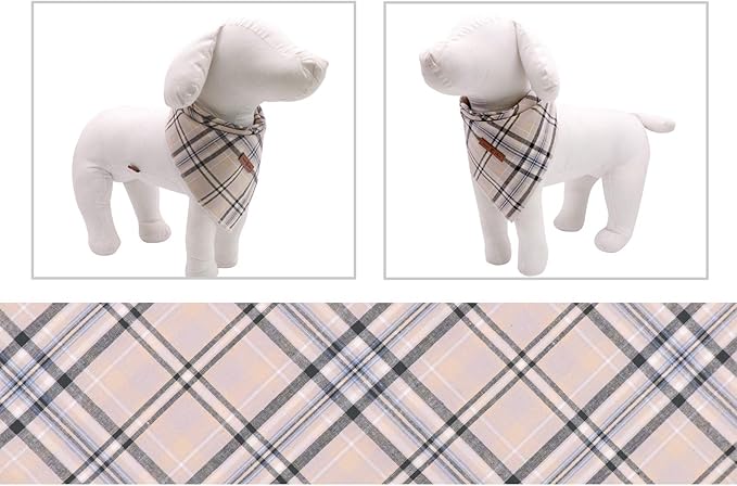Lionet Paws Dog Bandana Washable Cotton Handkerchief Scarf Triangle Bandana for Small Medium Large Dogs Grey