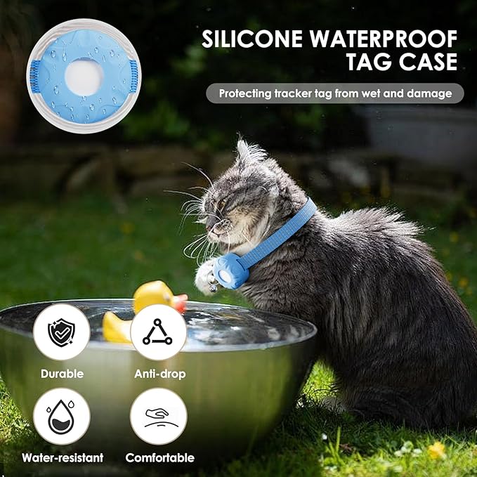 Cat GPS Tracker, Smart GPS Tracker Compatible with Apple Find My App (Only iOS), No Monthly Fee, Waterproof
