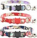 Breakaway Cat Collars with Bell, Set of 3, Durable & Safe Cute Kitten Collars Safety Adjustable Kitty Collar for Cat Puppy 7.5-11in (Purple,Red,Blue1)