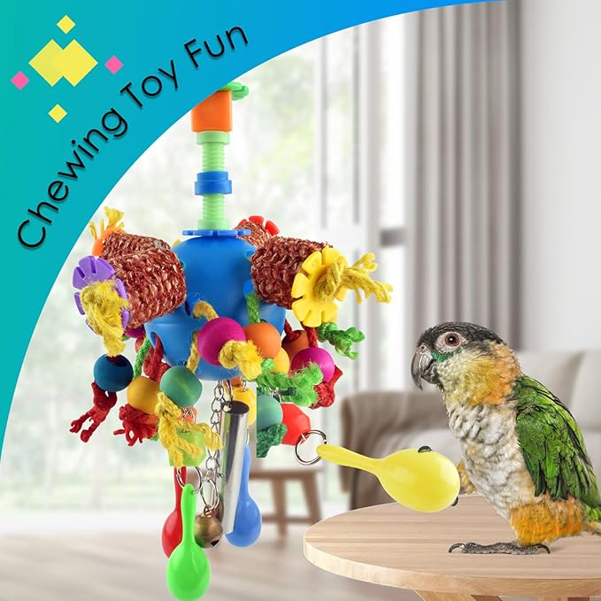 KATUMO Parrot Toys, Parakeet Foraging Shredder Hanging Toys Bird Ball Treats for Conure Mini Macaw Cockatiel Lovebird Small-Medium Birds