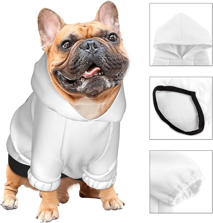 Custom Dog Hoodie Soft & Warm Design Your Own Personalized Photo Text Logo Name Dog Clothes for Puppy Sweatshirt Hooded for Small Medium Large Dogs Girl/Boy Cats White