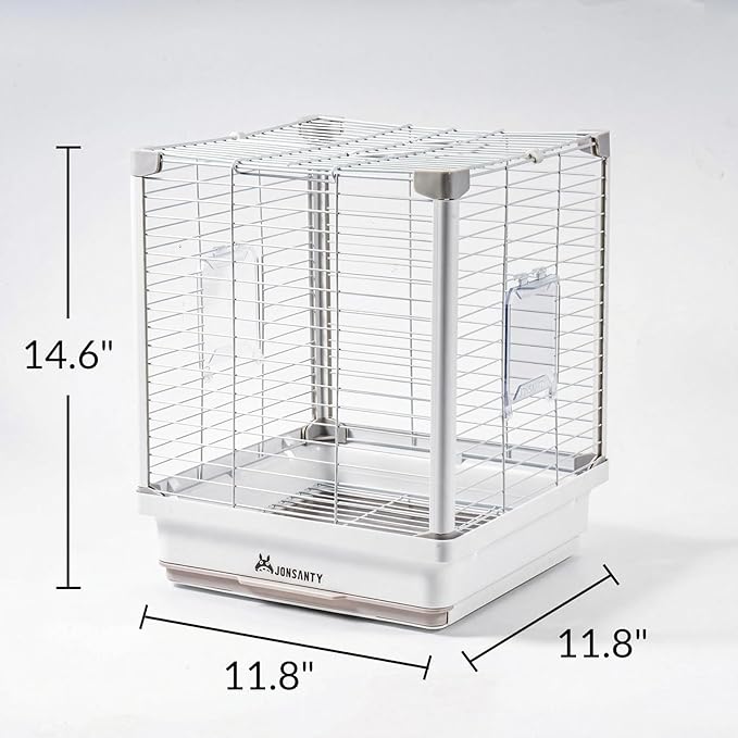 14.6" Portable Travel Bird Cage, Parrot Cage, Ample Room for Tail Movement, with Food Box, Perch, Water Bottle, for Vet Visit, Short Trip, Parakeet, Cockatiel, Budgie, Small Medium Birds
