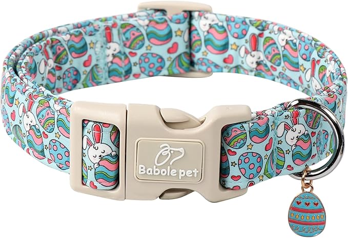 Easter Dog Collar for Small Dogs - Blue Sleepy Bunny Egg Easter Collars for Boy Girl Dogs, Adjustable Spring Holiday Pet Collars with Quick Release Buckle XS
