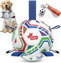 QDAN World Cup Soccer Ball for Dog, 8 Inch Dog Balls with Straps for Interactive, Tug and Training, Indoor Outdoor Toys for Medium & Large Dogs, 2026 Herding Ball