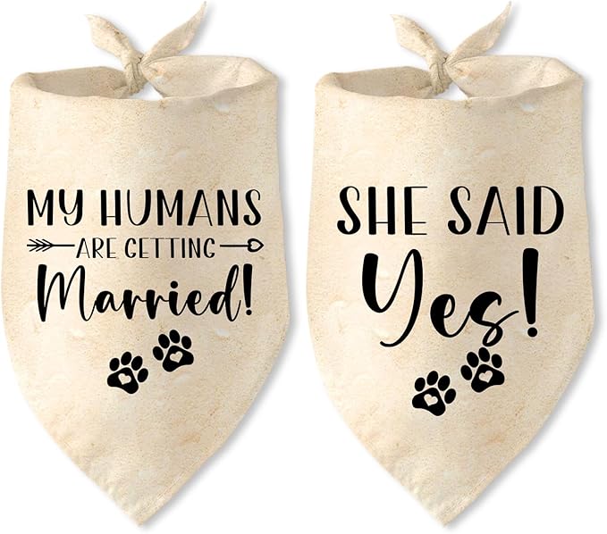 Engagement Gifts My Humans are Getting Married! SHE Said Yes! Pet Bandana Scarf Wedding Photo Prop Pet Accessories for Dog Lovers Owner Gift Engagement Party Bridal Shower Decorations