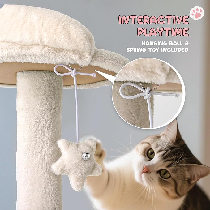 MoNiBloom 54 Inch Cat Tree Tower for Indoor Cats Large Adults, Cat Tower with Scratching Post, Multi-Level Furniture Activity Center with Cat Condo Pet Play House, Beige