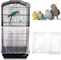 Daoeny Universal Bird Cage Cover, Adjustable Parrot Nylon Airy Soft Mesh Net, Seed Feather Catcher, Birdcage Cover Skirt Sheer Guard for Parakeet Macaw Round Square Cages (White)